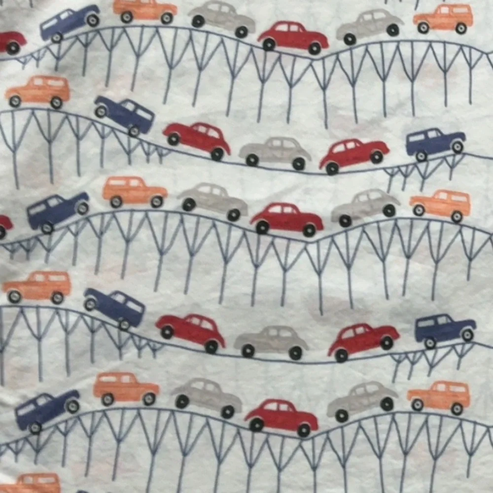 Pottery Barn Kids Landon Cars Twin Flat Sheet 100% Organic Cotton Bedding